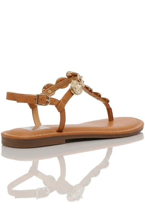 DV Dolce Vita Women's Brown Jaime Embellished Jewelry Thong Flat Sandals | DV Dolce Vita In Lebanon