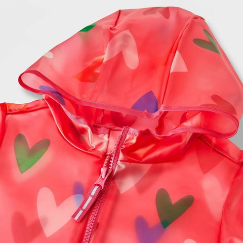 Cat & Jack Girl's Pink Heart Printed Clear Rain Jacket | Cat & Jack In Lebanon