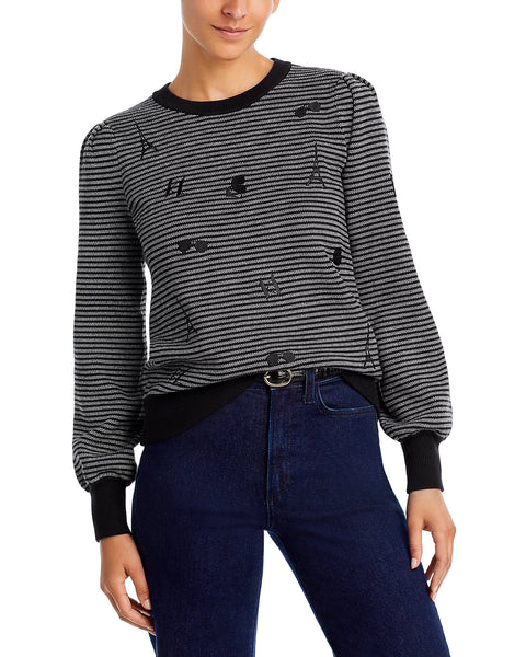 Karl Lagerfeld Paris Women's Black Striped Motif Sweater | Karl Lagerfeld In Lebanon
