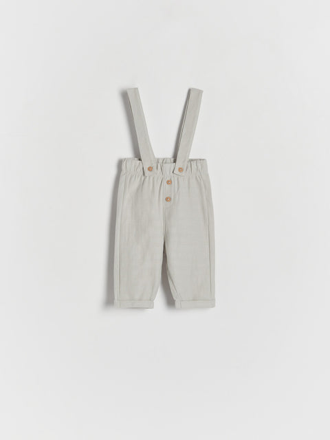 Reserved Baby Boy's Light Grey Trousers With Suspenders | Reserved In Lebanon
