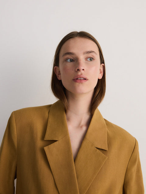 Reserved Women's Tan Oversized Double-Breasted Lyocell Blazer | Reserved In Lebanon