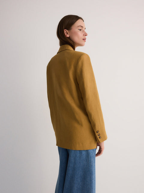 Reserved Women's Tan Oversized Double-Breasted Lyocell Blazer | Reserved In Lebanon