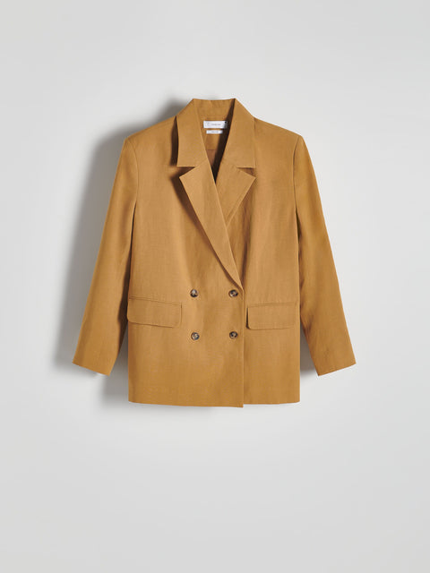 Reserved Women's Tan Oversized Double-Breasted Lyocell Blazer | Reserved In Lebanon