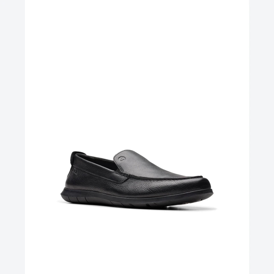 Clarks Men's Black Flexway Step Moc Toe Casual Slip-on Loafers