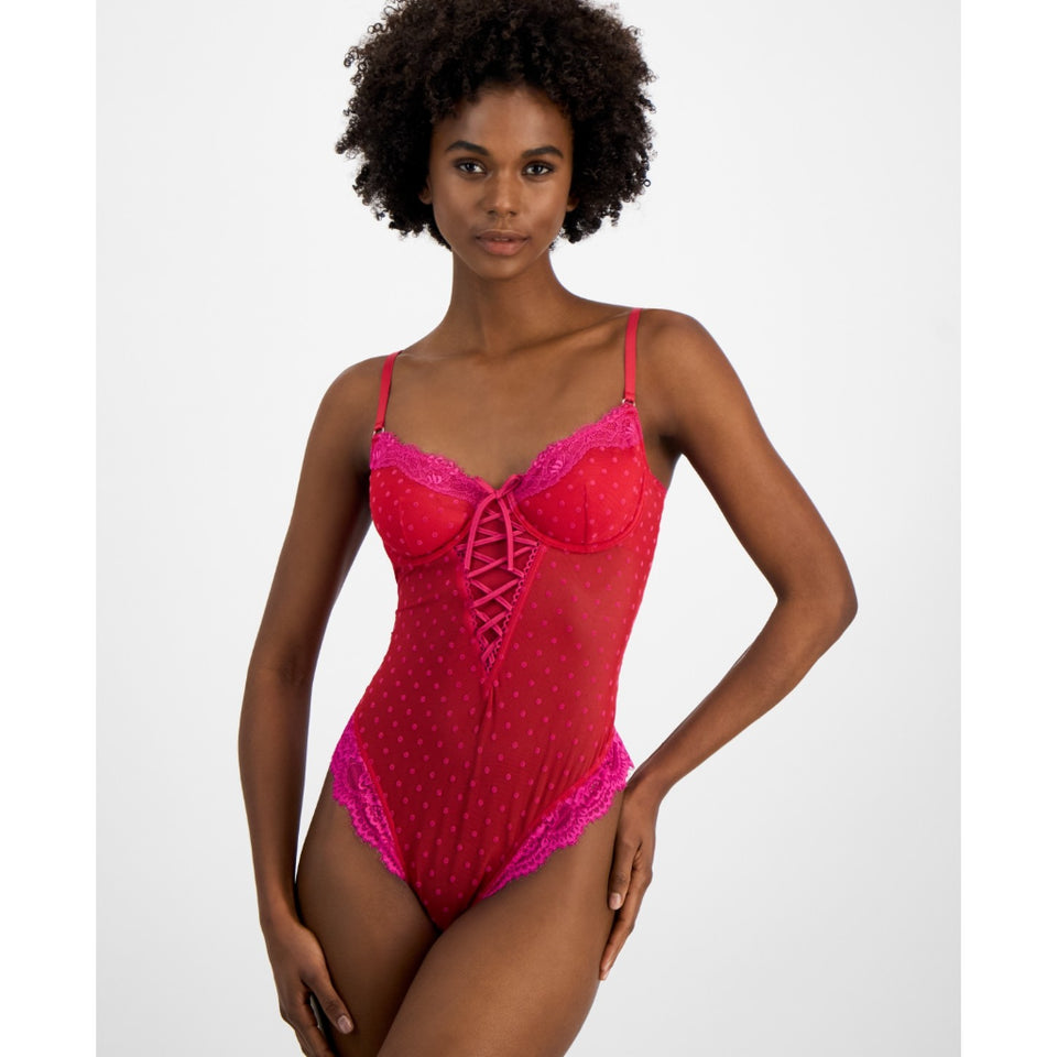 I.N.C. International Concepts Women's Red Floral Mesh Lingerie