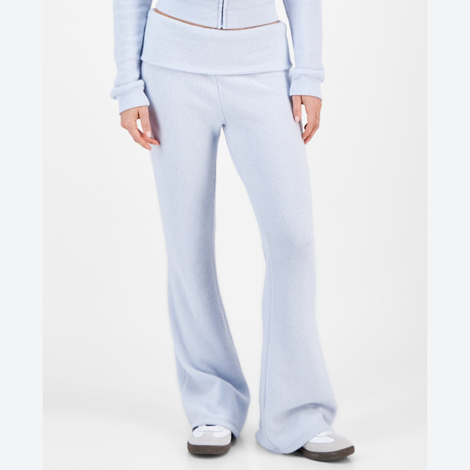 Grayson Threads, the Label Women's Light BlueCozy Waffle Knit Foldover Waist Pants