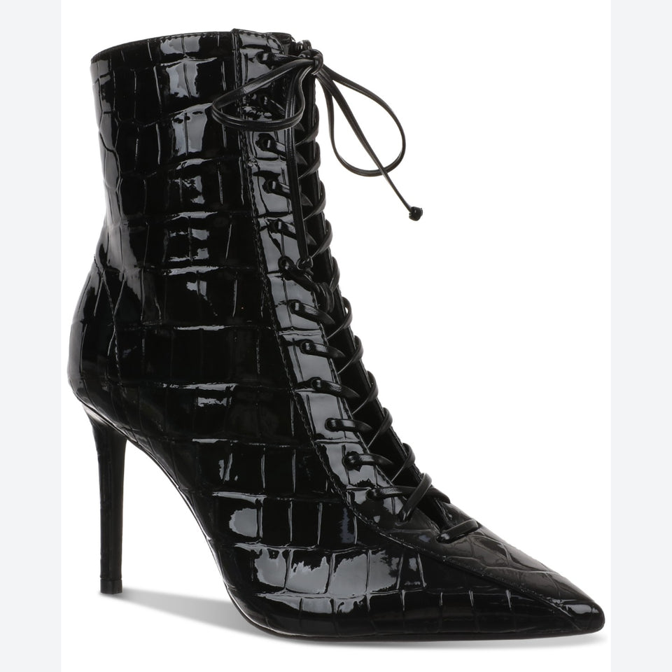 I.N.C. International Concepts Women's Black Croc Patent Hariet Lace-up Boots