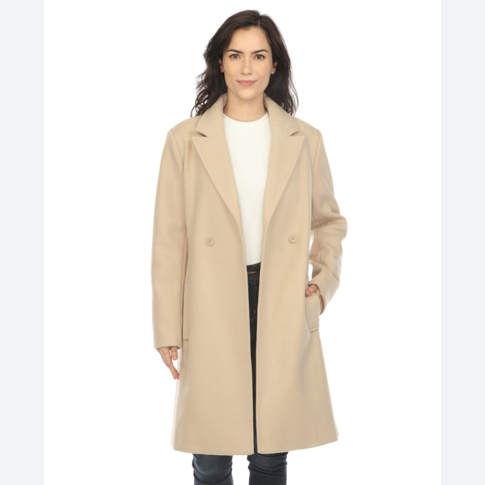 White Mark Women's Light Beige ClassicCoat