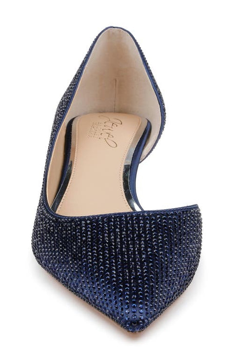 Jewel Badgley Mischka Women's Navy Teegan Pointed Toe Kitten Heel Pumps |Jewel Badgley Mischka In Lebanon
