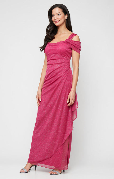 Alex Evenings Women's Fuchsia Petite Long Glitter Formal Evening Dress | Alex Evenings In Lebanon