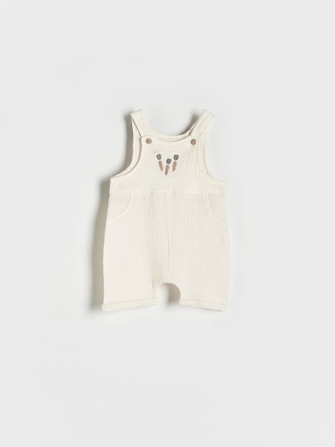 Reserved Baby Boy's Off White Embroidery On Chest Romper | Reserved In Lebanon
