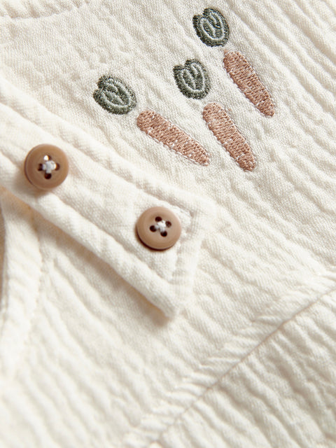 Reserved Baby Boy's Off White Embroidery On Chest Romper | Reserved In Lebanon