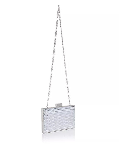 Aqua Women's Silver Crystal Clutch Bag |Aqua In Lebanon