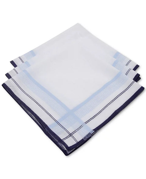 Club Room Men's White/Blue 3-Pc. Fashion-Border Handkerchief Set | Club Room In Lebanon