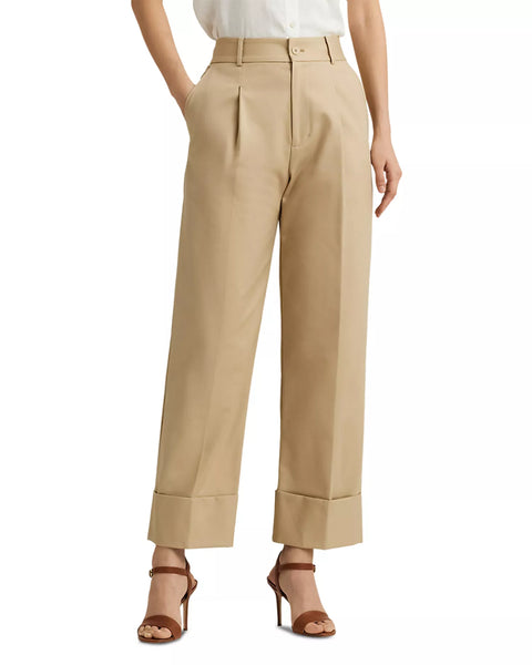 Lauren Ralph Lauren Women's Beige Double Faced Stretch Cotton Ankle Trouser | Lauren Ralph Lauren In Lebanon