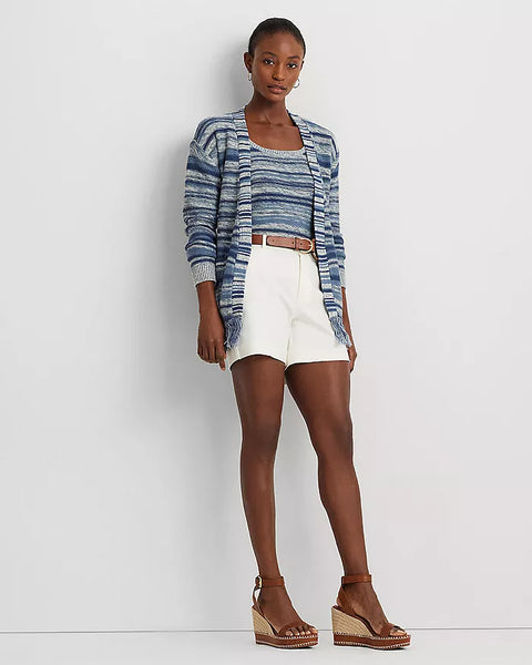 Lauren Ralph Lauren Women's Blue Striped Belted Linen and Cotton Cardigan | Lauren Ralph Lauren In Lebanon