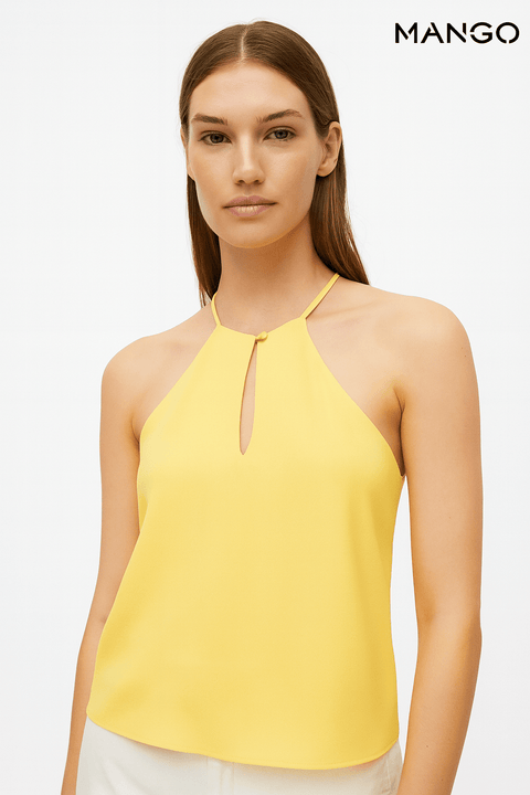 Mango Women's Yellow Sleeveless Top| Mango in Lebanon