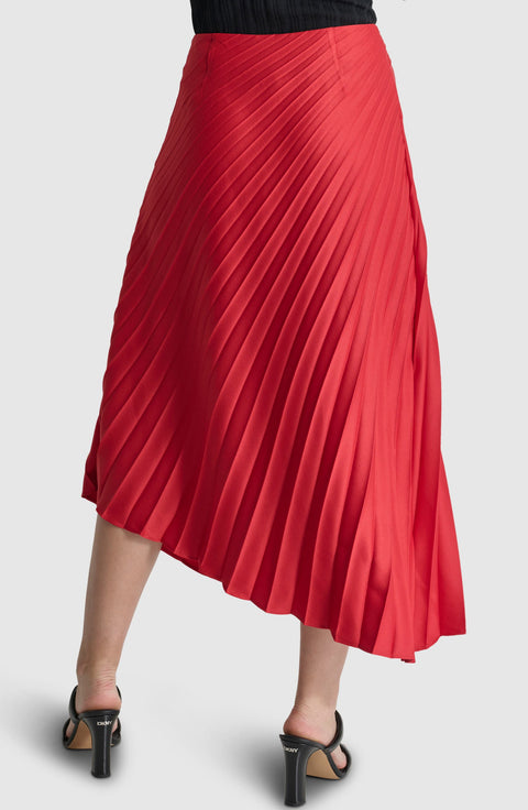 DKNY Women’s Red  Pleated Asymmetrical Midi Skirt | DKNY in Lebanon