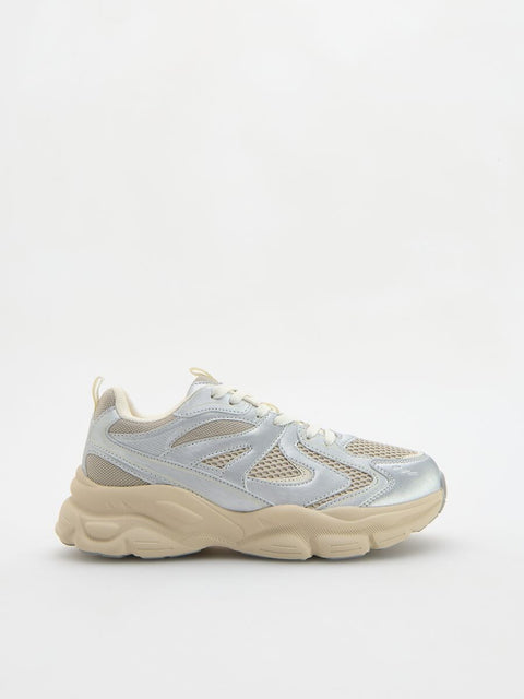 Reserved Women's Off-White & Silver Sneakers | Reserved In Lebanon
