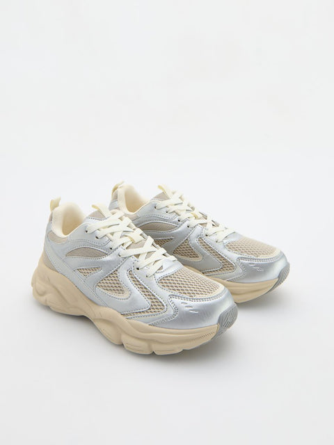 Reserved Women's Off-White & Silver Sneakers | Reserved In Lebanon