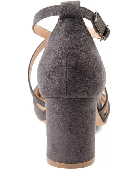 Journee Collection Women's Dark Gray Foster Crisscross Block Heel Sandals | Journee Collection In Lebanon