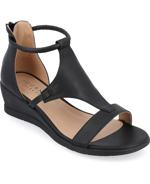 Journee Collection Women's Black Trayle Wedge Sandals |Journee Collection In Lebanon