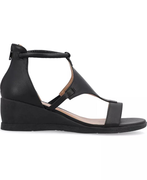 Journee Collection Women's Black Trayle Wedge Sandals |Journee Collection In Lebanon