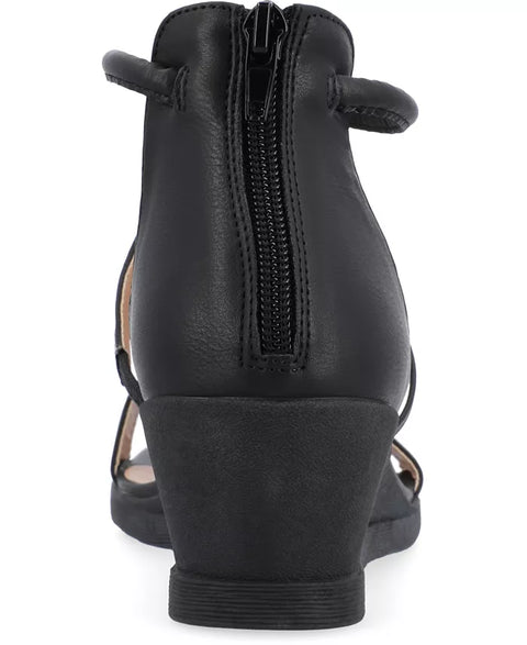 Journee Collection Women's Black Trayle Wedge Sandals |Journee Collection In Lebanon