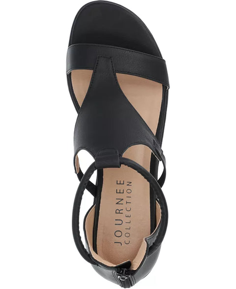 Journee Collection Women's Black Trayle Wedge Sandals |Journee Collection In Lebanon