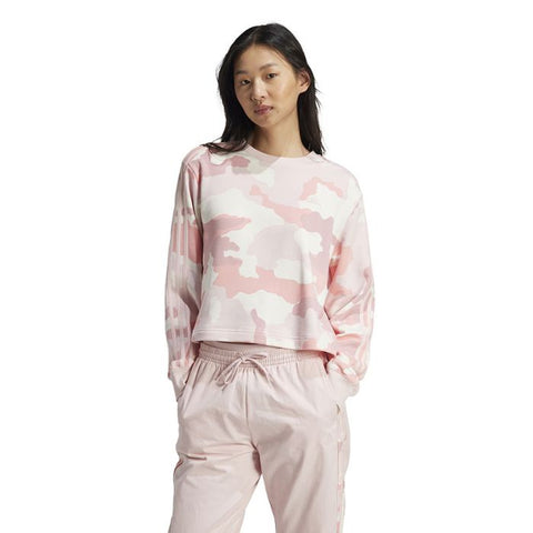 Adidas Women's Pink Camo Crewneck Sweatshirt | Adidas In Lebanon
