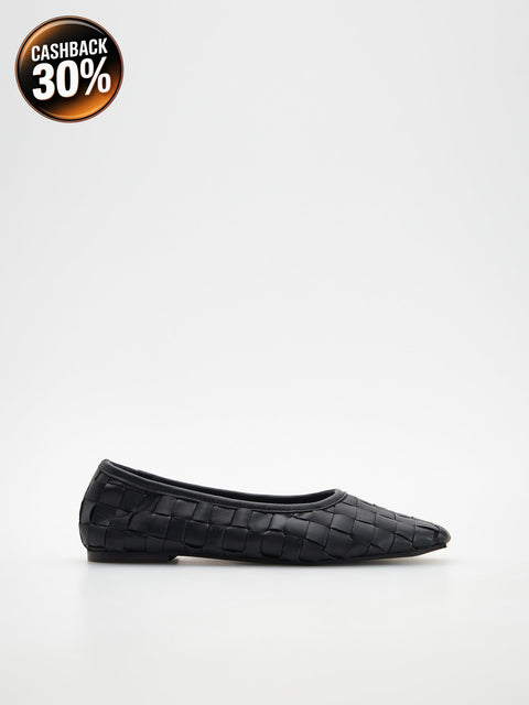 Reserved Women's Black Leather Ballet Flats | Reserved In Lebanon