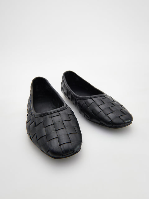 Reserved Women's Black Leather Ballet Flats | Reserved In Lebanon
