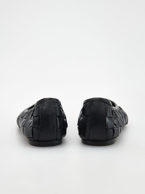 Reserved Women's Black Leather Ballet Flats | Reserved In Lebanon