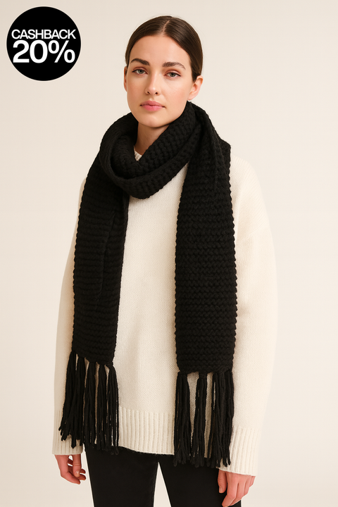 Forever 21 Women's Black Knitted Blanket Scarf |Forever 21 In Lebanon