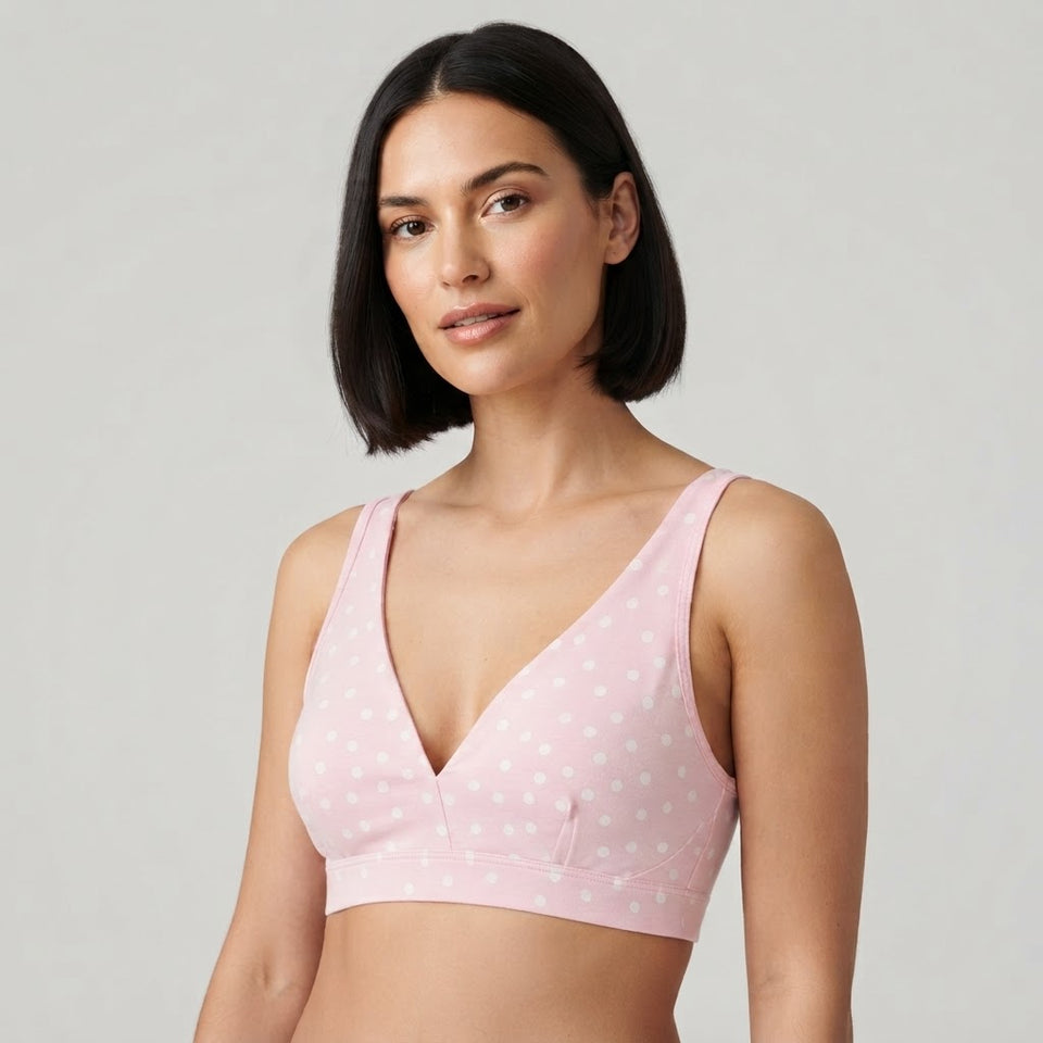 State Of Day Women's Light Pink Polka-Dot Cotton Comfort Bra