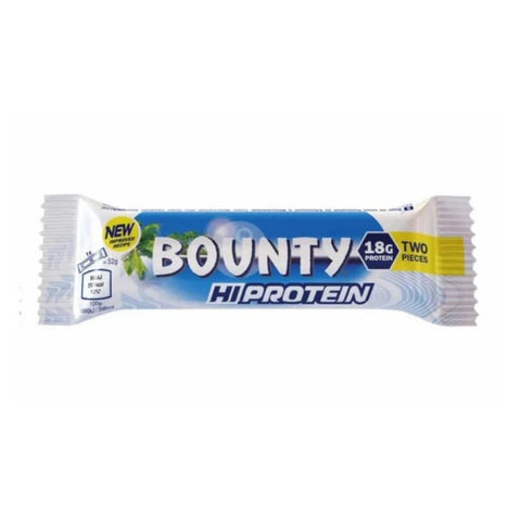 Bounty Hi Protein bar packaging on a white background