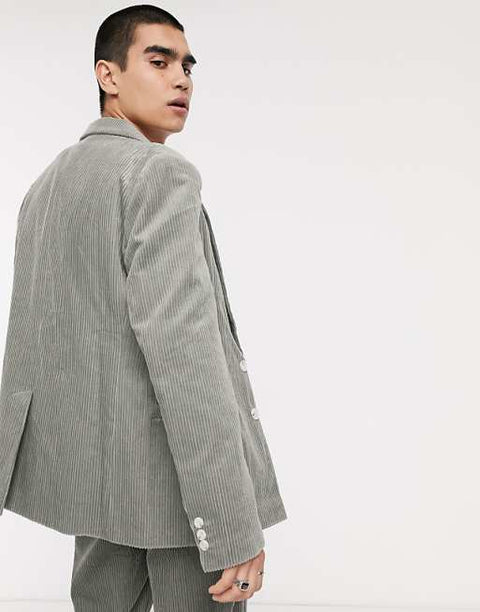 Collusion Men's Grey Cord Blazer ANF3425
