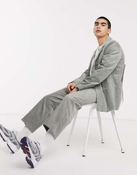 Collusion Men's Grey Cord Blazer ANF3425