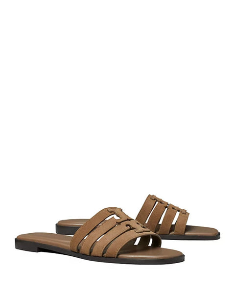 Pair of brown sandals on a white background