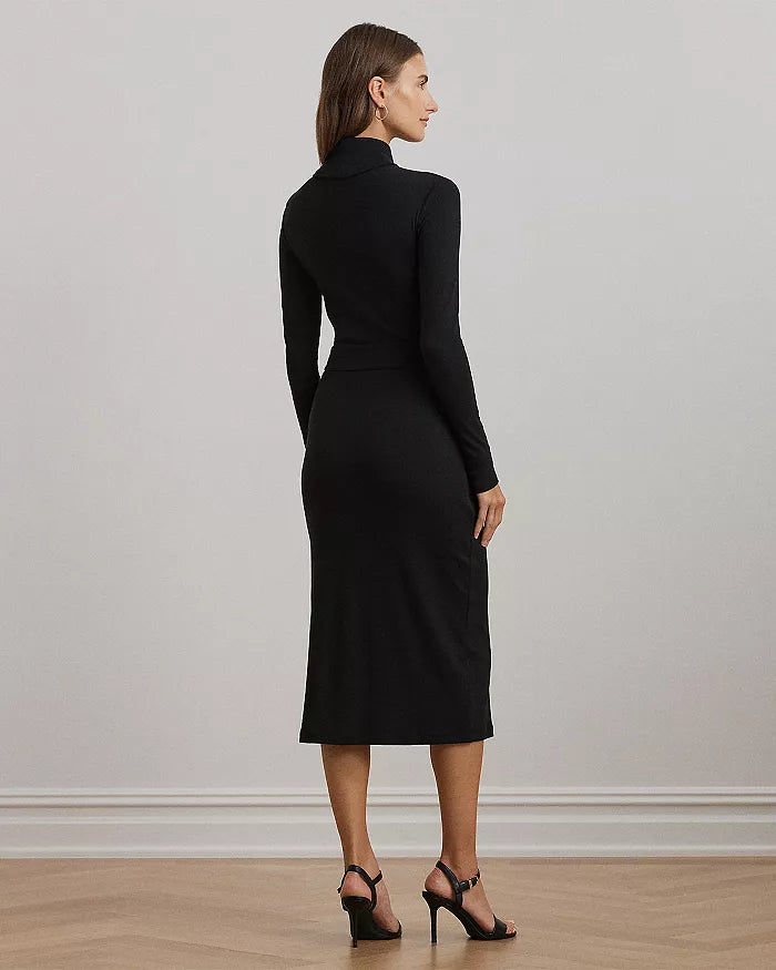 Lauren Ralph Lauren Women's Black Rib Knit Turtleneck Dress | Lauren Ralph Lauren In Lebanon