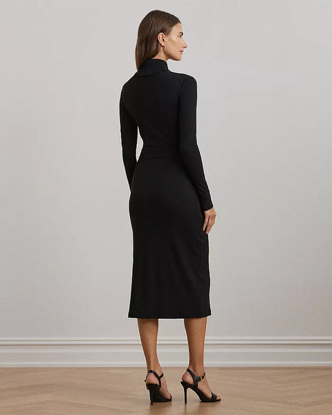 Lauren Ralph Lauren Women's Black Rib Knit Turtleneck Dress | Lauren Ralph Lauren In Lebanon
