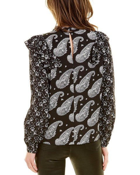 Ted Baker Women's Black High Neck Blouse With Waterfall Frill | Ted Baker In Lebanon