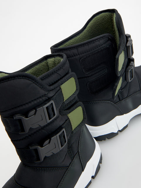 Reserved Boy's Black Velcro Closure Quilted Snow Boots | Reserved In Lebanon