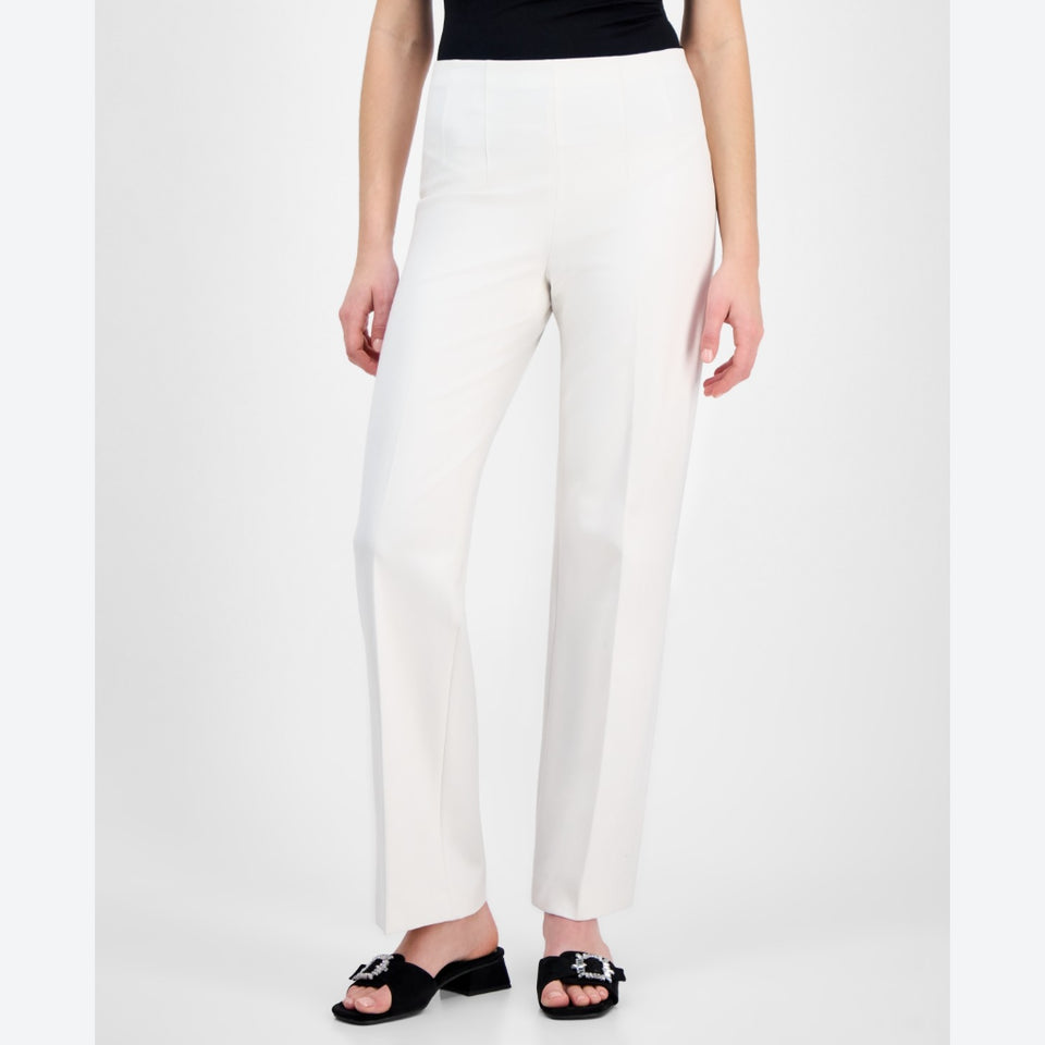 Anne Klein Women's Off White High Rise Pull-on Compression Pants