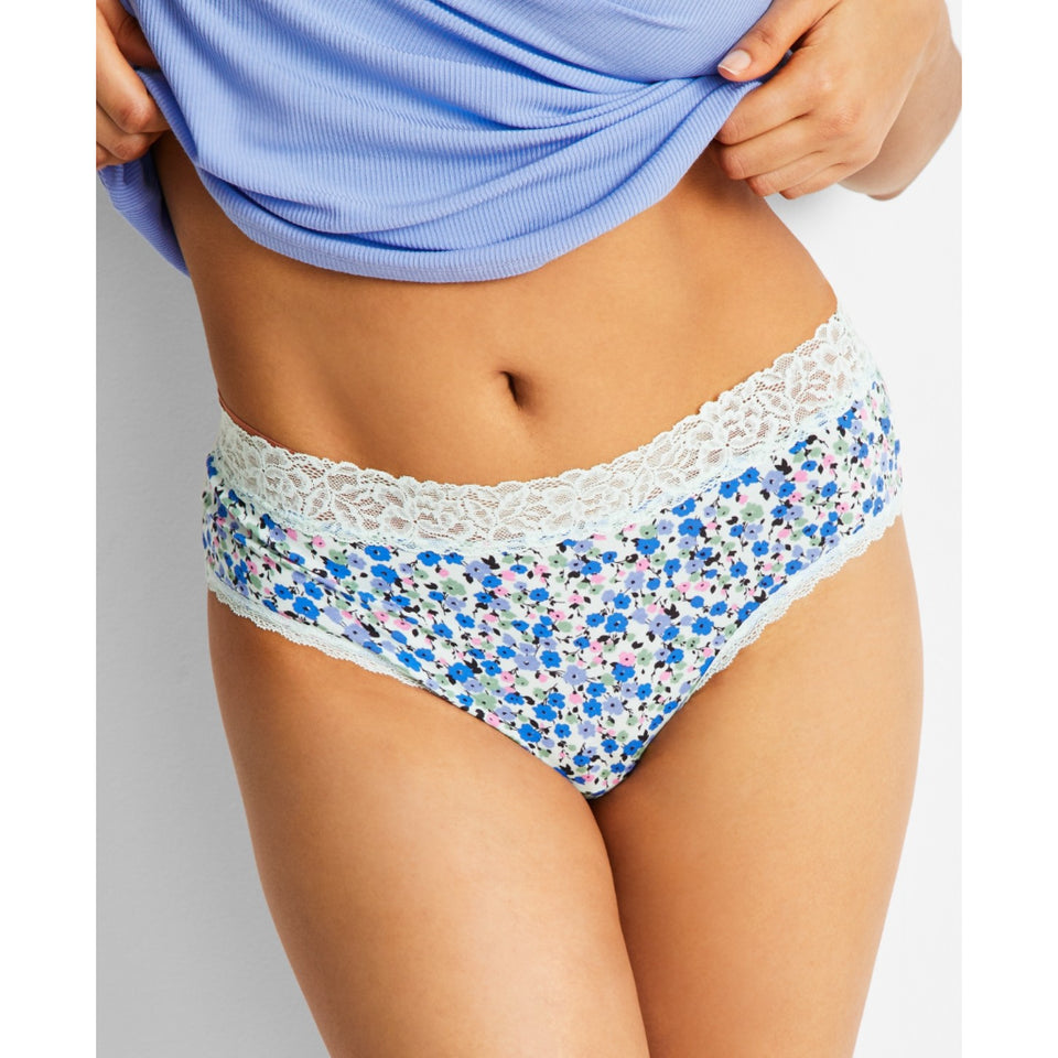 State of Day Women's Multicolor Cotton Blend Lace-Trim Hipster Briefs