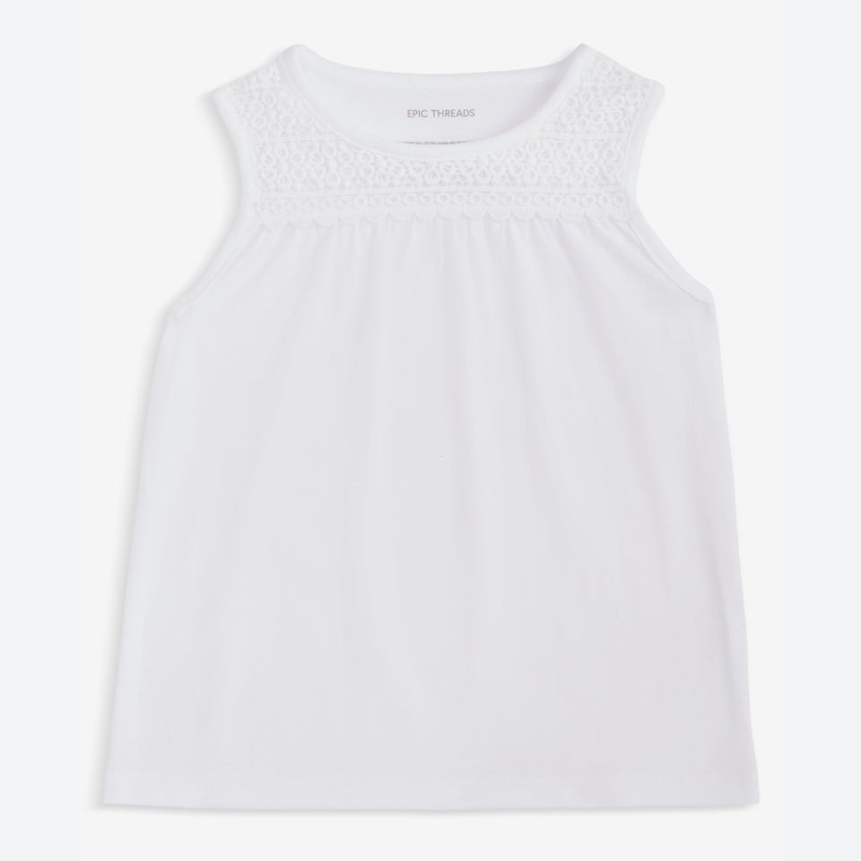 Epic Threads Girl's White Crochet Tank Top
