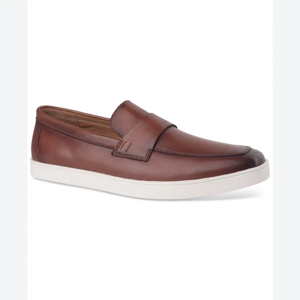 Alfani Men's Brown Callumm Leather Slip-on Saddle Loafers