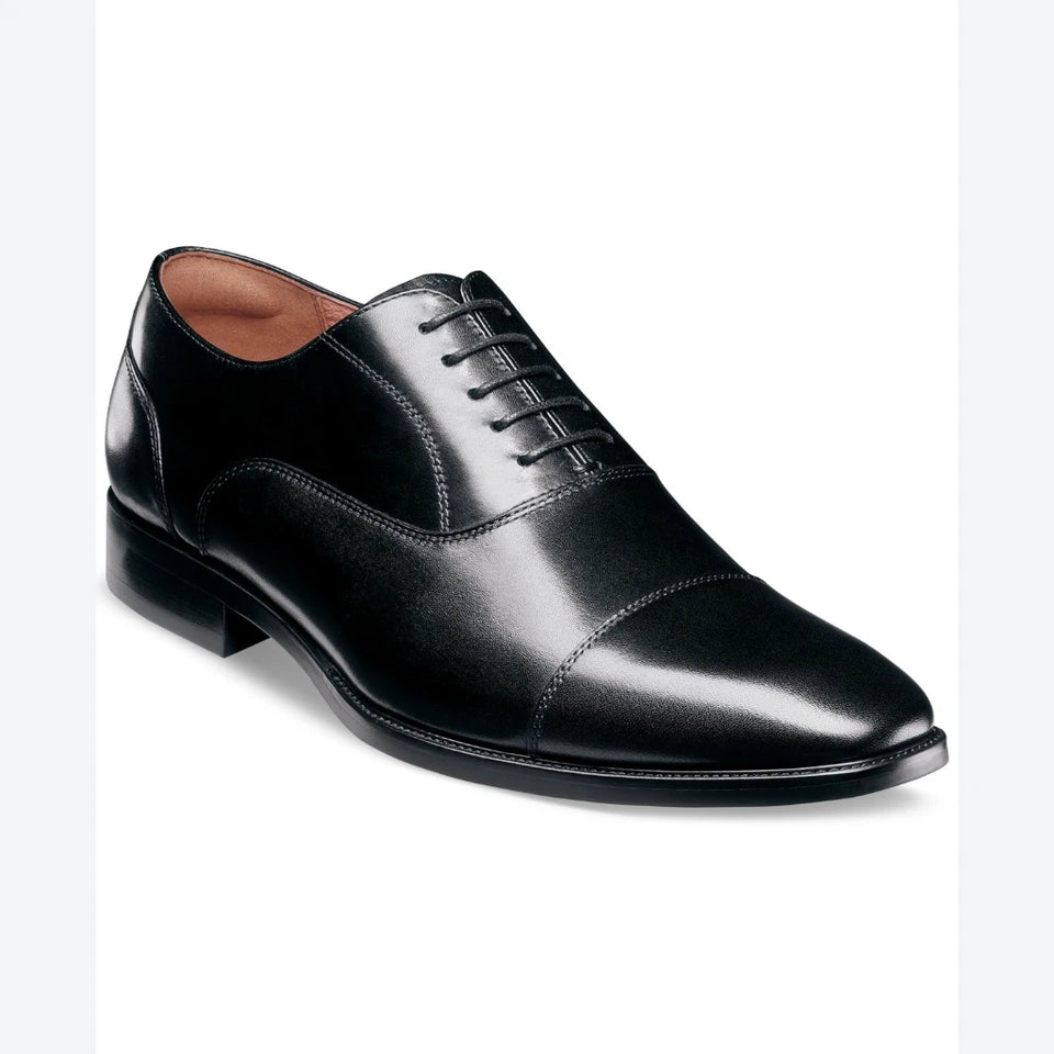 Florsheim Men's Black Leather Sorrello Cap Toe Balmoral Oxford Casual Shoes