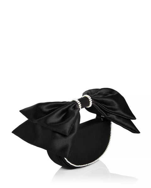 Aqua Women's Black  Satin Bow Bag w/ Faux Pearls Hand Bag |  Aqua  In Lebanon