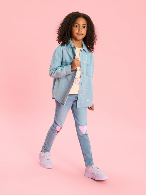 Sinsay Baby Girl's Blue With Sequin Heart Embroidery Jeans | Sinsay In Lebanon